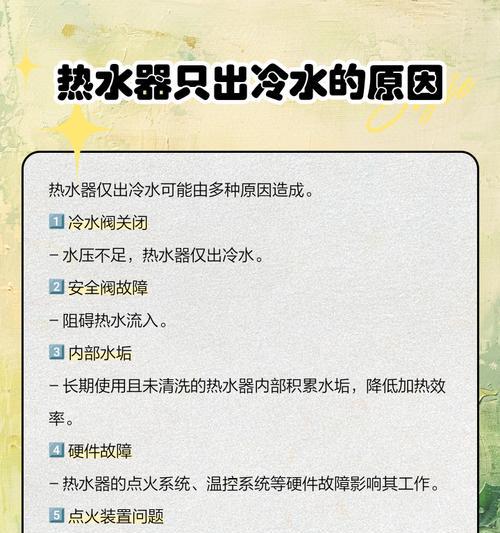 热水器不启动怎么办（一步步解决热水器不启动的问题）
